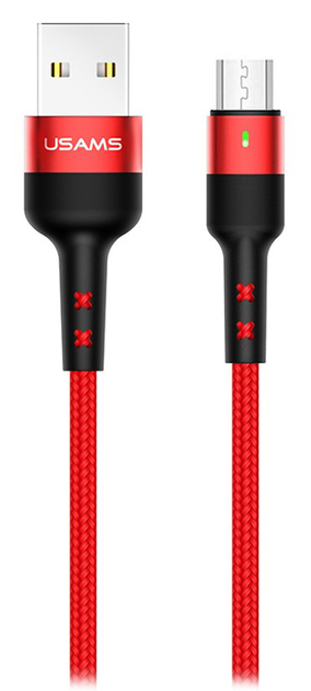 Плетений кабель Usams USB - USB Type-C швидка зарядка 1 м Red (6958444967820) - зображення 1