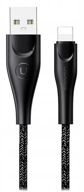 Kabel pleciony Usams USB - Apple Lightning szybkie ładowanie 2 m czarny (6958444983523) - obraz 1