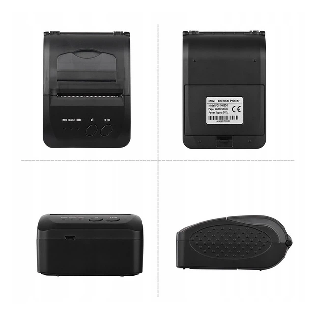 Портативный термопринтер для чеков штрих-кодов Zjiang POS-5809 90 мм/сек USB/Bluetooth Black - изображение 4
