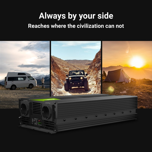 Інвертор Greencell 24В/230В 1500Вт/3000Вт Чиста синусоїда (INV19) - зображення 7