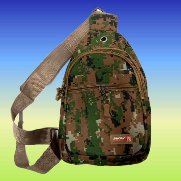 Мужской рюкзак-слинг через плечо с принтом темный пиксель , сумка тактическая однолямочная 28х16х6 см - изображение 1