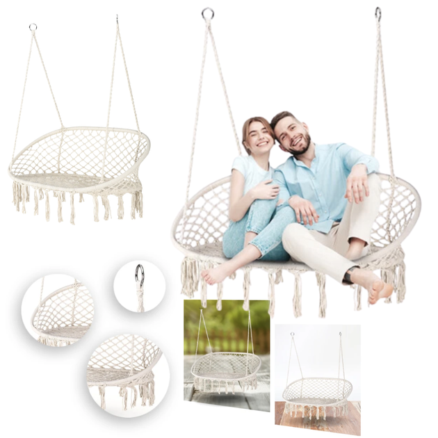 Садовые качели Outtec Boho бежевые подвесные для релакса для сада - изображение 6