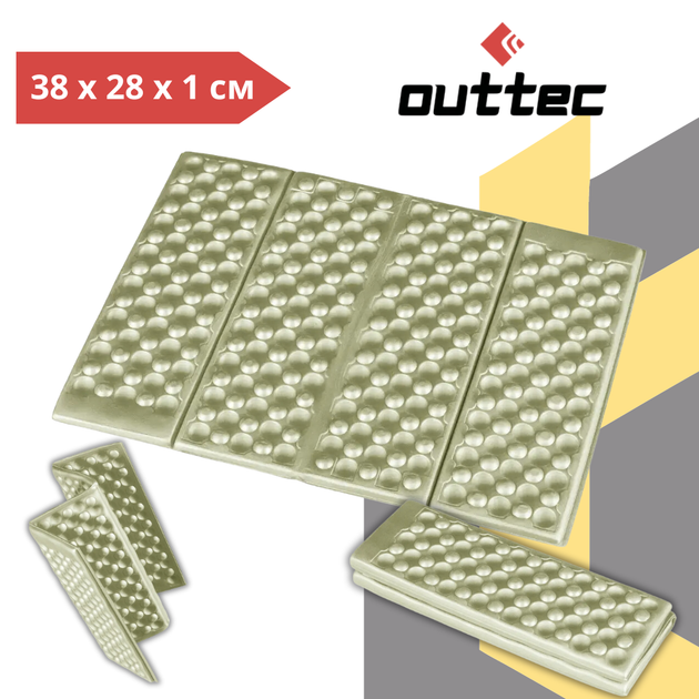 Сидіння туристичне Outtec 38x28x1 см складане хакі для риболовлі полювання - зображення 5