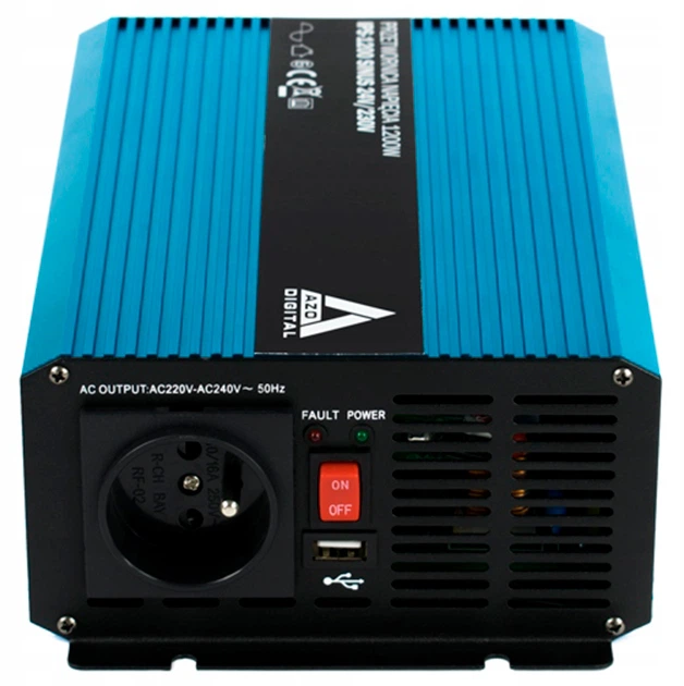 Автомобільний інвертор AZO Digital SINUS IPS-1200S 1200W з модифікованою синусоїдою 24-230V DC-AC (5905279203822) - зображення 4
