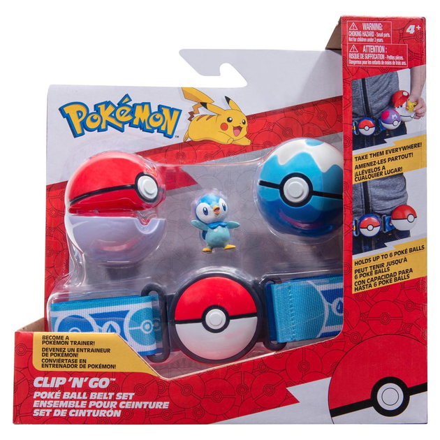 Zestaw gier Jazwares Pas Clip 'N' Go Pokemon z figurką Piplupa 1 szt (191726483120) - obraz 1