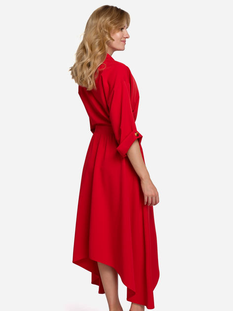 Sukienka koszulowa damska rozkloszowana Makover K086 M Czerwona (5903068496783) - obraz 2