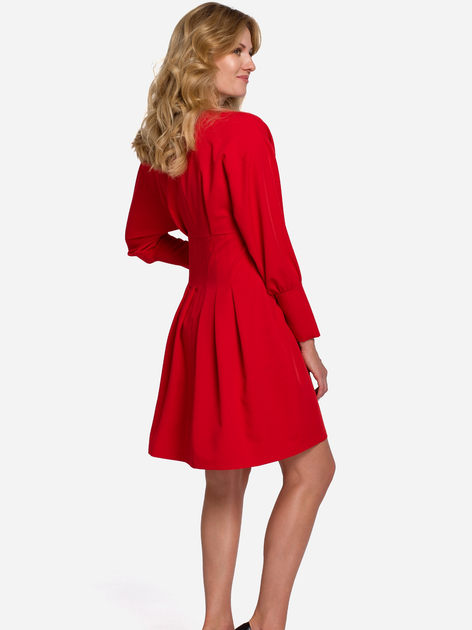 Sukienka trapezowa damska Makover K087 XL Czerwona (5903068497001) - obraz 2