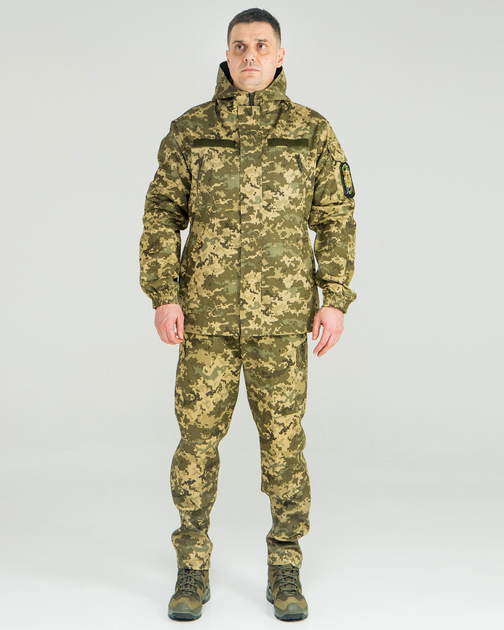 Костюм камуфляжный Горка пиксель утепленный на флисе, куртка с капюшоном, ткань грета, 46 - изображение 1