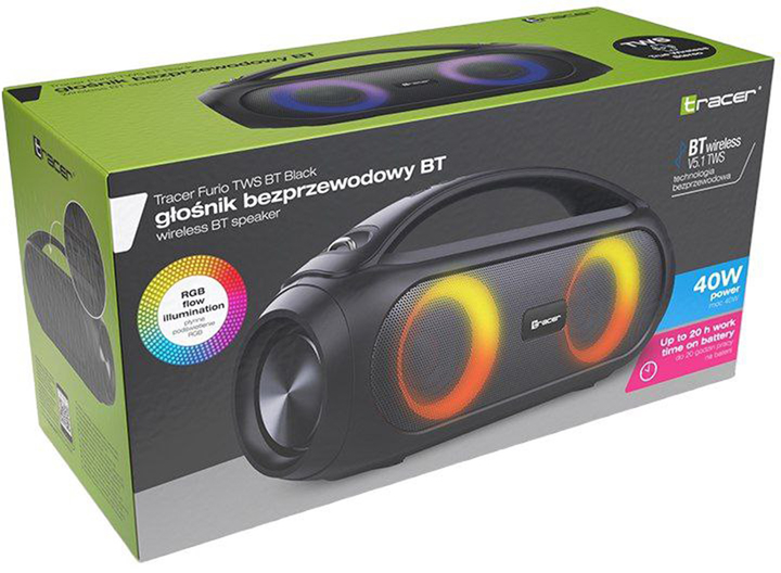 Głośnik przenośny Tracer Furio TWS Bluetooth black (TRAGLO46920) - obraz 6