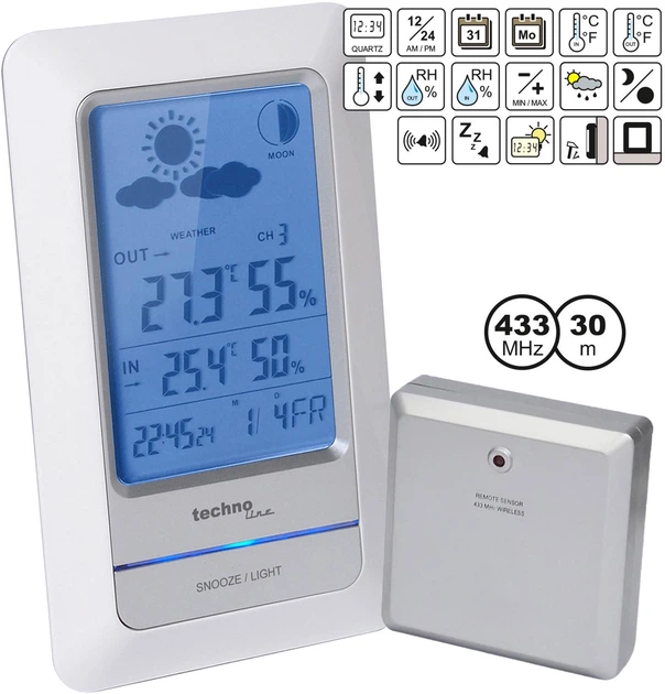 Метеостанція Technoline WS6740 White/Silver - зображення 7