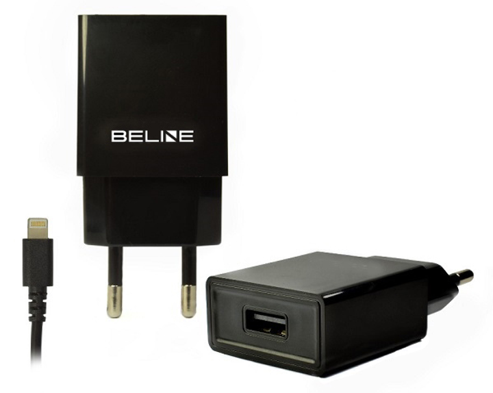 Ładowarka sieciowa Beline do Apple iPhone 5/6/7/8/X 1 x USB + lightning 1 A Czarna (5900168331235) - obraz 1