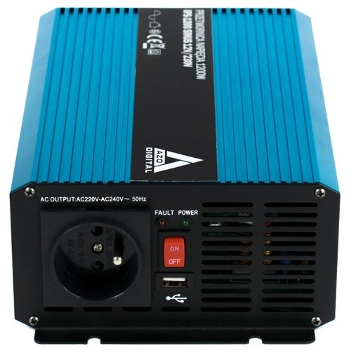 Автомобільний інвертор AZO Digital IPS-1200S SINUS 1200W чиста синусоїда 12-230V DC-AC (AZO00D1104) - зображення 3