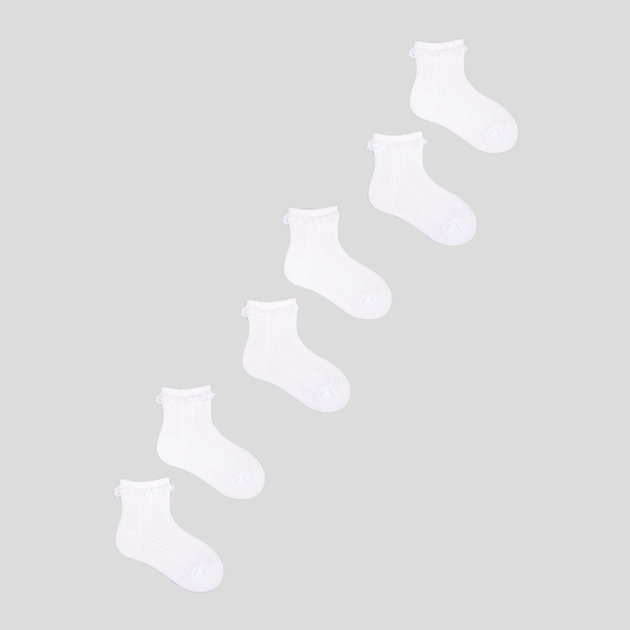 Набір шкарпеток дитячий YOCLUB 3Pack Girl's Socks With Frill SKL-0008G-0100 3-6 3 пари White (5904921620710) - зображення 1
