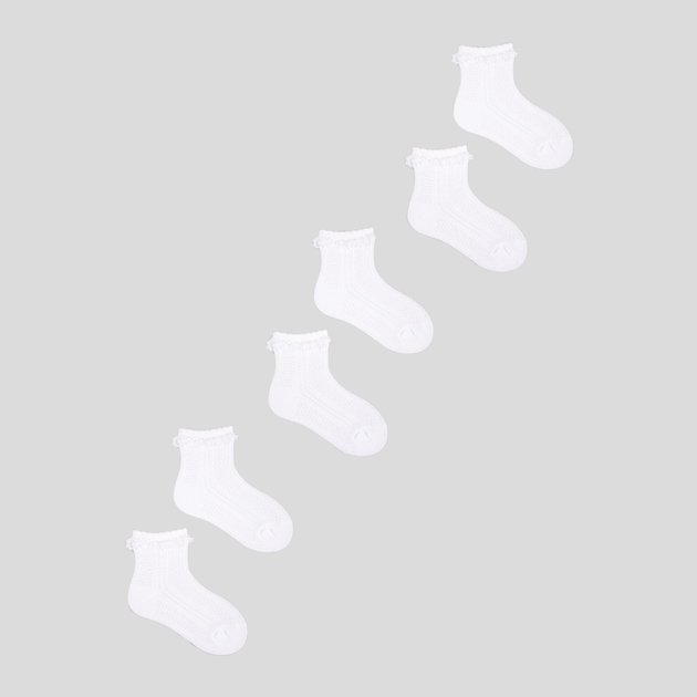 Набір шкарпеток дитячий YOCLUB 3Pack Girl's Socks With Frill SKL-0008G-0100 20-22 3 пари White (5904921620741) - зображення 1