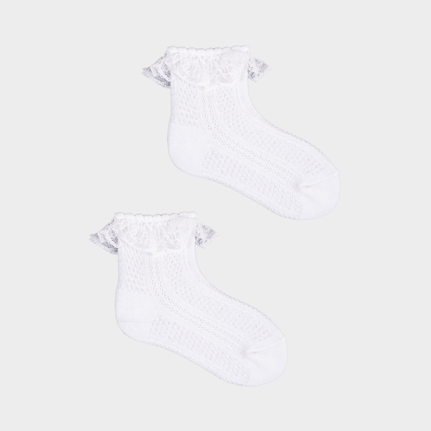 Набір шкарпеток дитячий YOCLUB 3Pack Girl's Socks With Frill SKL-0009G-0100 6-9 3 пари White (5904921620796) - зображення 2