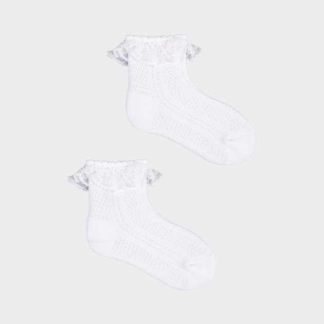Набір шкарпеток дитячий YOCLUB 3Pack Girl's Socks With Frill SKL-0009G-0100 23-26 3 пари White (5904921620826) - зображення 2