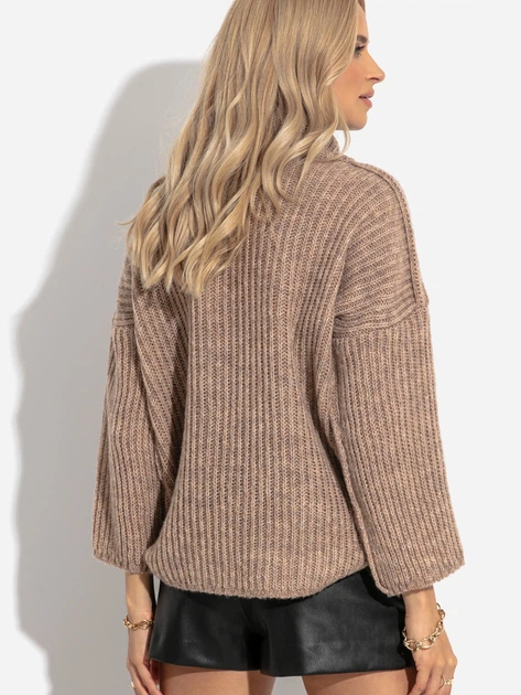 Sweter z golfem damski ciepły Fobya Sweater F1270 38/40 Latte (5903707128075) - obraz 2