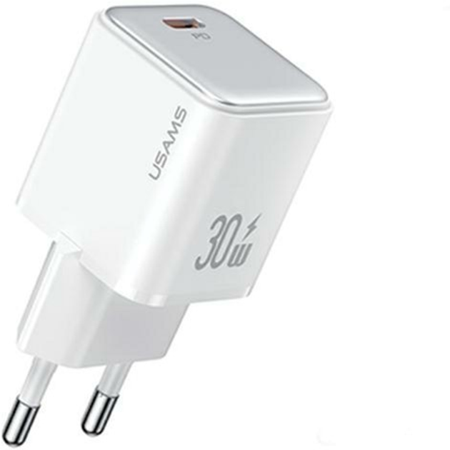 Мережевий зарядний пристрій Usams US-CC186 X-ron USB-C 30W PD 3.0 Fast Charging White (6958444904931) - зображення 1