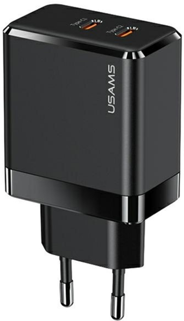 Ładowarka sieciowa Usams US-CC172 T54 2xUSB-C GaN 40W PD Fast Charging czarna (6958444902760) - obraz 1