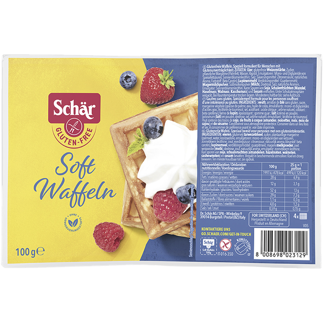 Вафли без глютена бельгийские "Soft waffles" Dr. Schar 100 г - Фото 1 Вафли без глютена бельгийские "Soft waffles" Dr. Schar 100 г - изображение 1