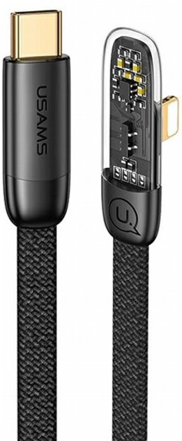 Кабель кутовий Usams Iceflake Series Fast Charging PD USB Type-C - Lightning 20 W 2 м Black (6958444902418) - зображення 1