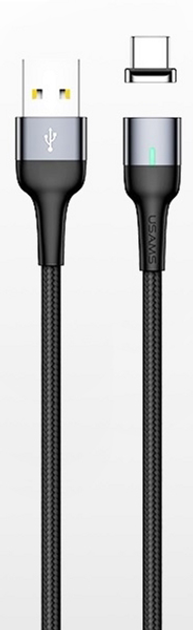 Кабель магнітний Usams U28 Fast Charge USB - micro-USB 3 A 1 м плетений Steel (6958444966007) - зображення 1