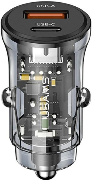 Автомобільний зарядний пристрій Usams C32 30W Fast Charge Black (6958444901404) - зображення 1