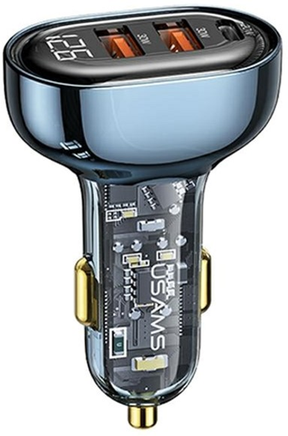 Автомобільний зарядний пристрій Usams 80W Fast Charge Blue (6958444979960) - зображення 1