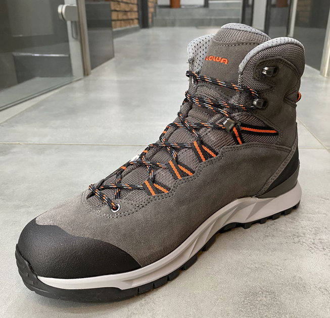 Ботинки трекинговые Lowa Explorer Gtx Mid 41.5 р, Grey/ flame (серый/оранжевый), туристические ботинки - изображение 1