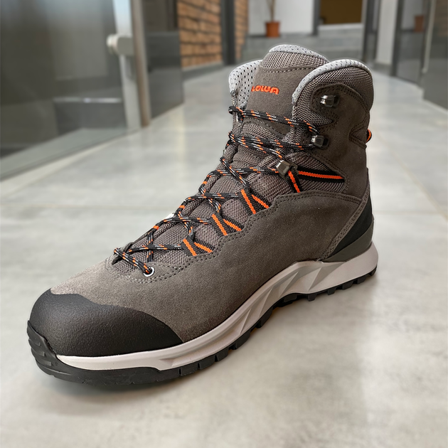 Ботинки трекинговые Lowa Explorer Gtx Mid 41.5 р, Grey/ flame (серый/оранжевый), туристические ботинки - изображение 2