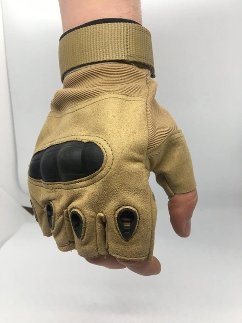 Военные штурмовые перчатки без пальцев Combat походные армейские защитные Песочный - XL (2399903) Kali - изображение 2
