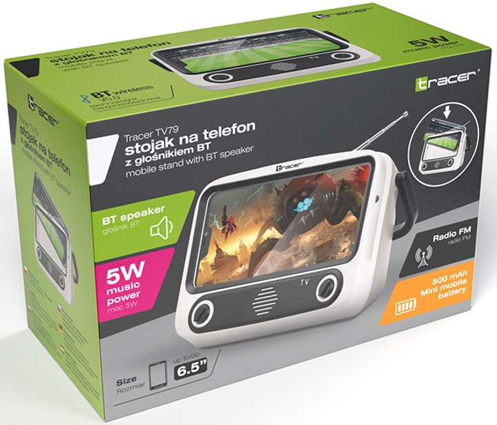 Podstawka pod telefon z głośnikiem BT Tracer TV79 - FM, USB, Powerbank (TRAUCH46874) - obraz 9
