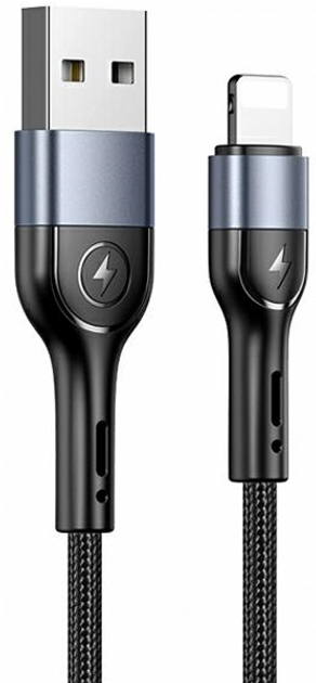 Кабель Usams U55 2 A USB Type-A на Lightning 1 м Black (SJ448USB01) (6958444912509) - зображення 1
