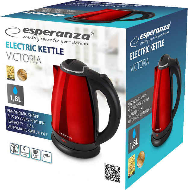 Czajnik elektryczny Esperanza Victoria EKK113R 1.8 L Czerwony - obraz 7