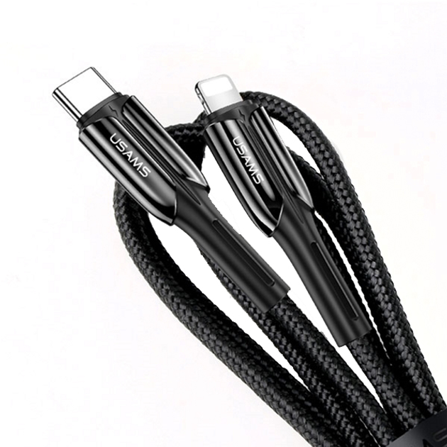 Kabel Usams U42 USB Type-C na Lightning 30 W PD Fast Charge 1.2 m Czarny (SJ401USB01) (6958444984568) - obraz 1