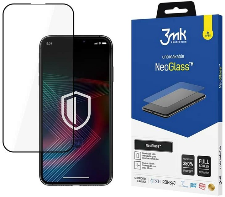 Szkło ochronne 3MK NeoGlass dla iPhone 14 Pro Max Czarny (5903108487917) - obraz 1