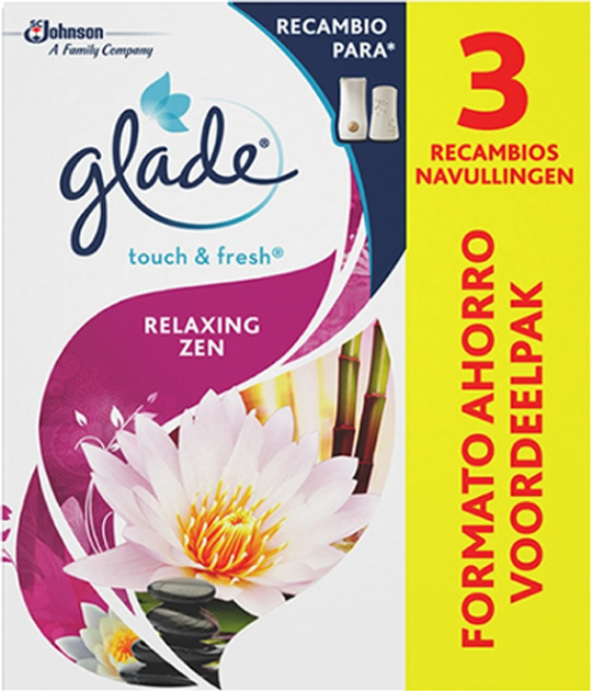 Odświeżacz powietrza Glade Touch and Fresh Relaxing Zen 3 x 10 ml (5000204992229) - obraz 1