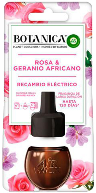 Odświeżacz powietrza Air Wick Botanica Ambientador Electrico Recambio Rosa & Geranio 19 ml (8410104895976) - obraz 1