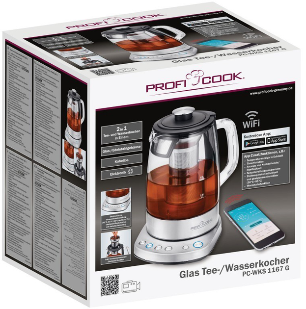 Електрочайник Profi Cook PC-WKS 1167 1.5 л Сріблястий - зображення 4