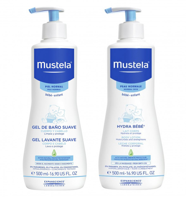 Mleko do ciała Mustela Hydra Baby Body Milk 500 ml + Bath Gel 500 ml (8436034153870) - obraz 1