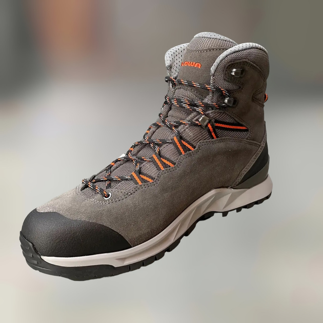 Черевики трекінгові Lowa Explorer Gtx Mid 42.5 р., Grey/flame (сірий/жовтогарячий), легкі туристичні черевики - зображення 1