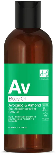 Олія для тіла Dr. Botanicals Avocado y Almond Superfood Nourishing Body Oil 200 мл (712221290121) - зображення 1