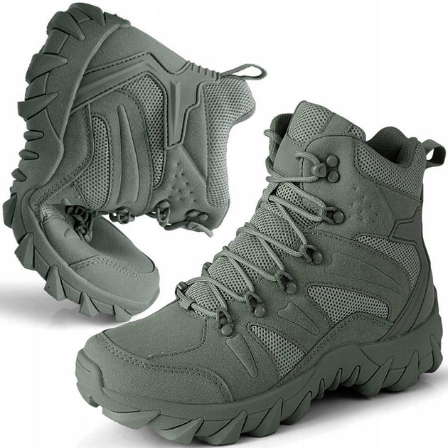 Військово-тактичні водонепроникні шкіряні черевики OLIV і зігрівальні устілки 10 пар 40 р. - зображення 2