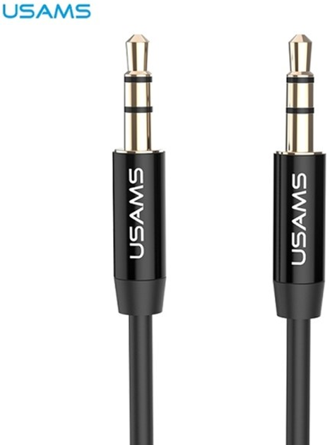 Adapter Usams audio jack 3.5 mm - 3.5 mm 1 m Black (6958444996875) - obraz 1