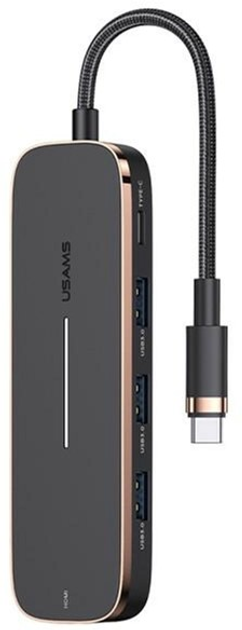 Adapter Usams HUB 3xUSB + USB-C + HDMI Black (6958444901220) - obraz 1