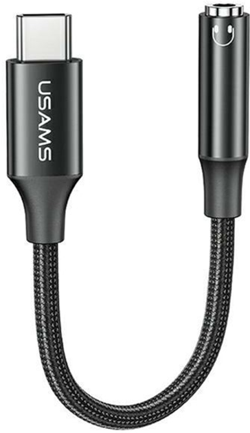 Adapter Usams AU16 USB-C - jack 3.5 mm Black (6958444904559) - obraz 1