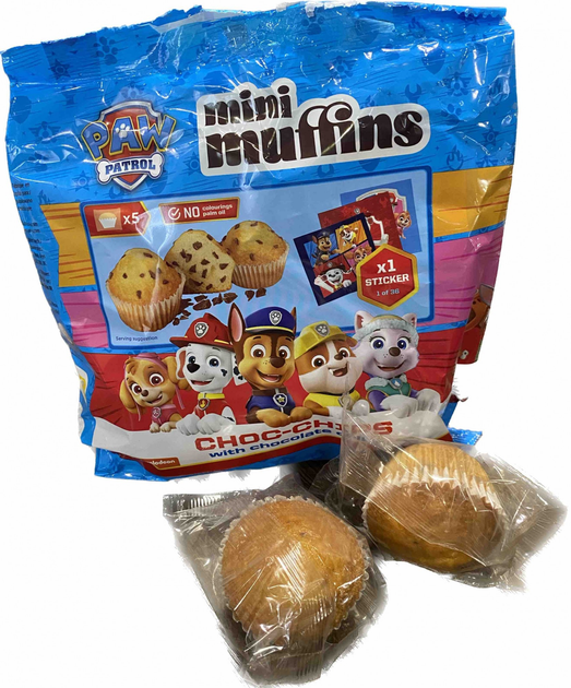 Міні кекси Щенячий патруль Nickelodeon Choc-Chips 125 гр. 5 штук ...