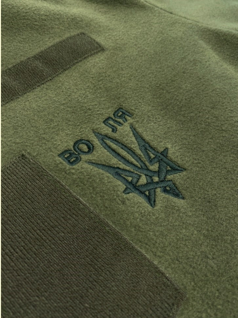 Кофта Tactic4Profi фліс хакі на блискавці з планкою з вишивкою Тризуб Воля розмір XL (50) - зображення 2