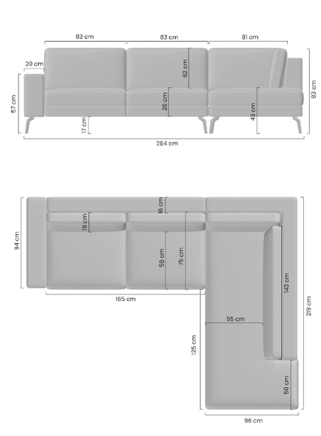 Правий кутовий диван з функцією сну та двома контейнерами Elentio L Bogart 284x83x219 (ELENTIO_NAR_L_PRAWY) 163433 - изображение 2