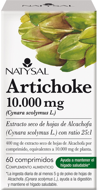Натуральна харчова добавка Natysal Artichoke 10.000 мг 60 таблеток (8436020324475) - зображення 1